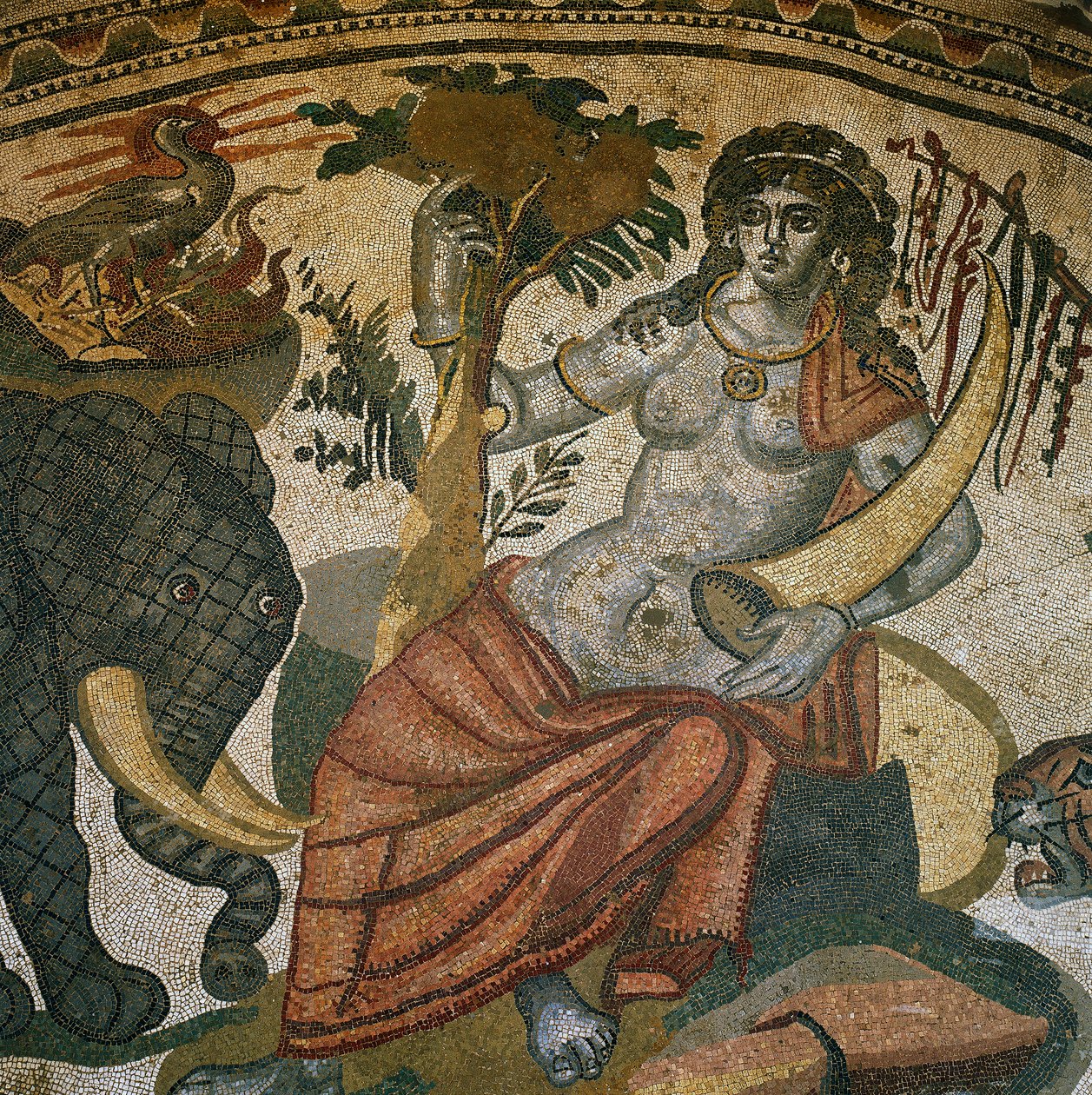 Personifikace Arménie mezi slonem a tygrem, Mosaic, Villa of Casale, Piazza Armerina, Enna od Unknown