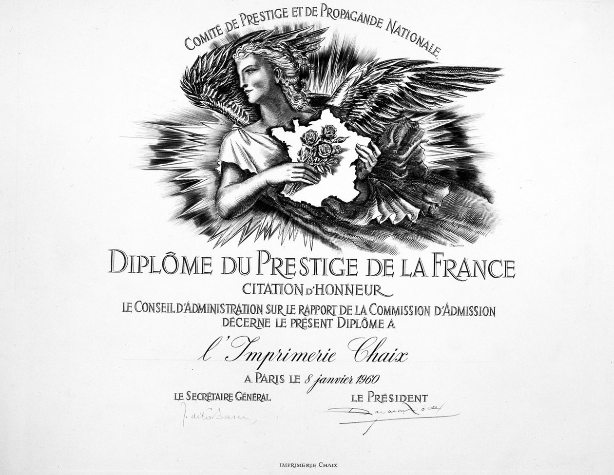 Prestižní diplom ve společnosti Chaix Printing od Unknown