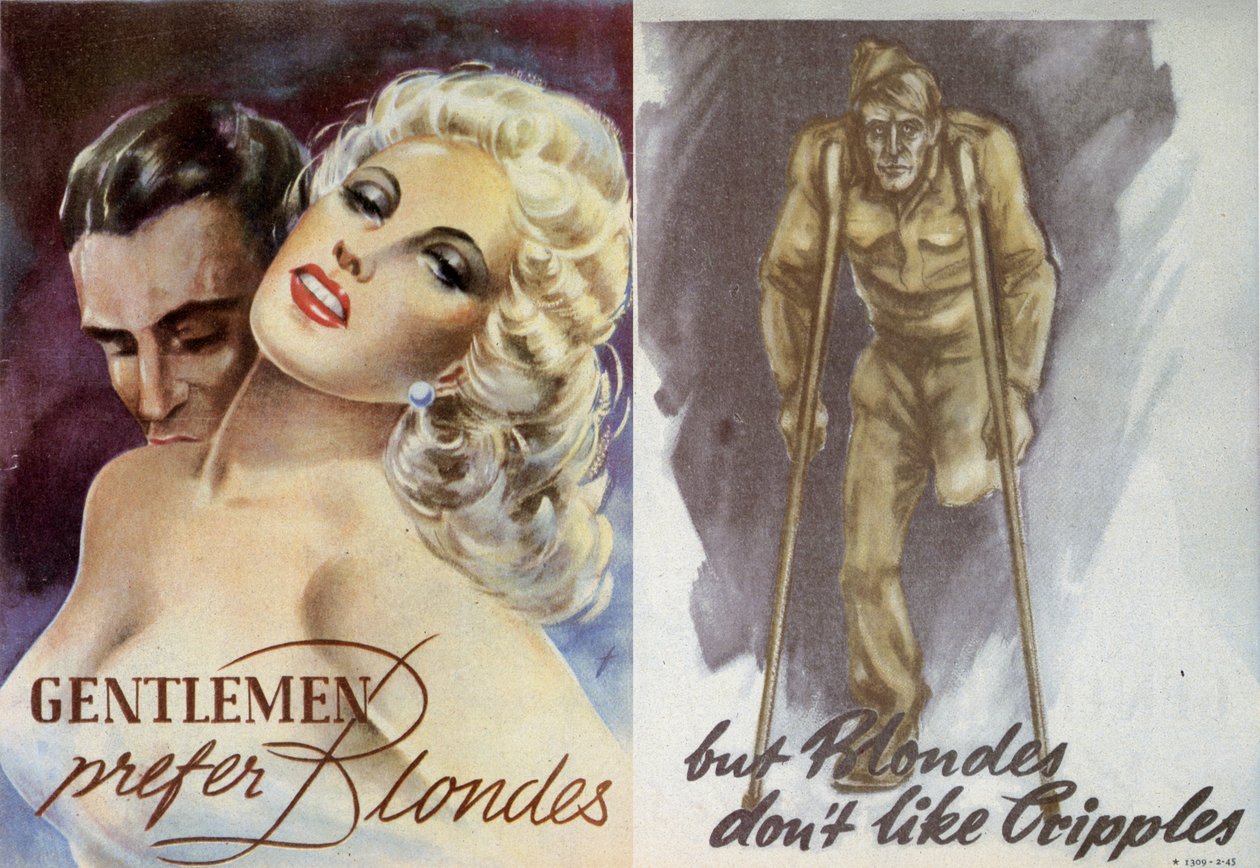 Propaganda. Pánové preferují blondýnky, ale blondýnky nemají rády mrzáky. 1944 od Unknown