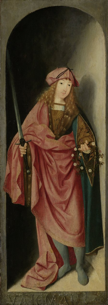 Saint Valerian, levé křídlo triptychu připisovaného mistru brunšvického diptychu, kolem 1490-1500 od Unknown