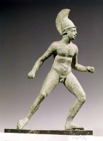 Socha bezvousého bojovníka v postoji Ajaxe, syna Oileova, Řím, 350-300 př. n. l. (bronz) od Unknown