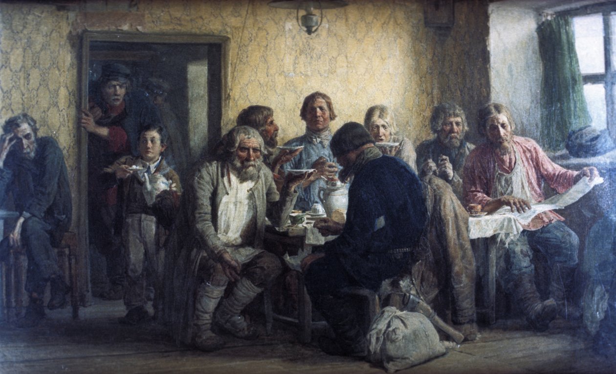 Pití čaje v hospodě, 1874, olej na plátně, malba Viktora Vasněcova. od Unknown