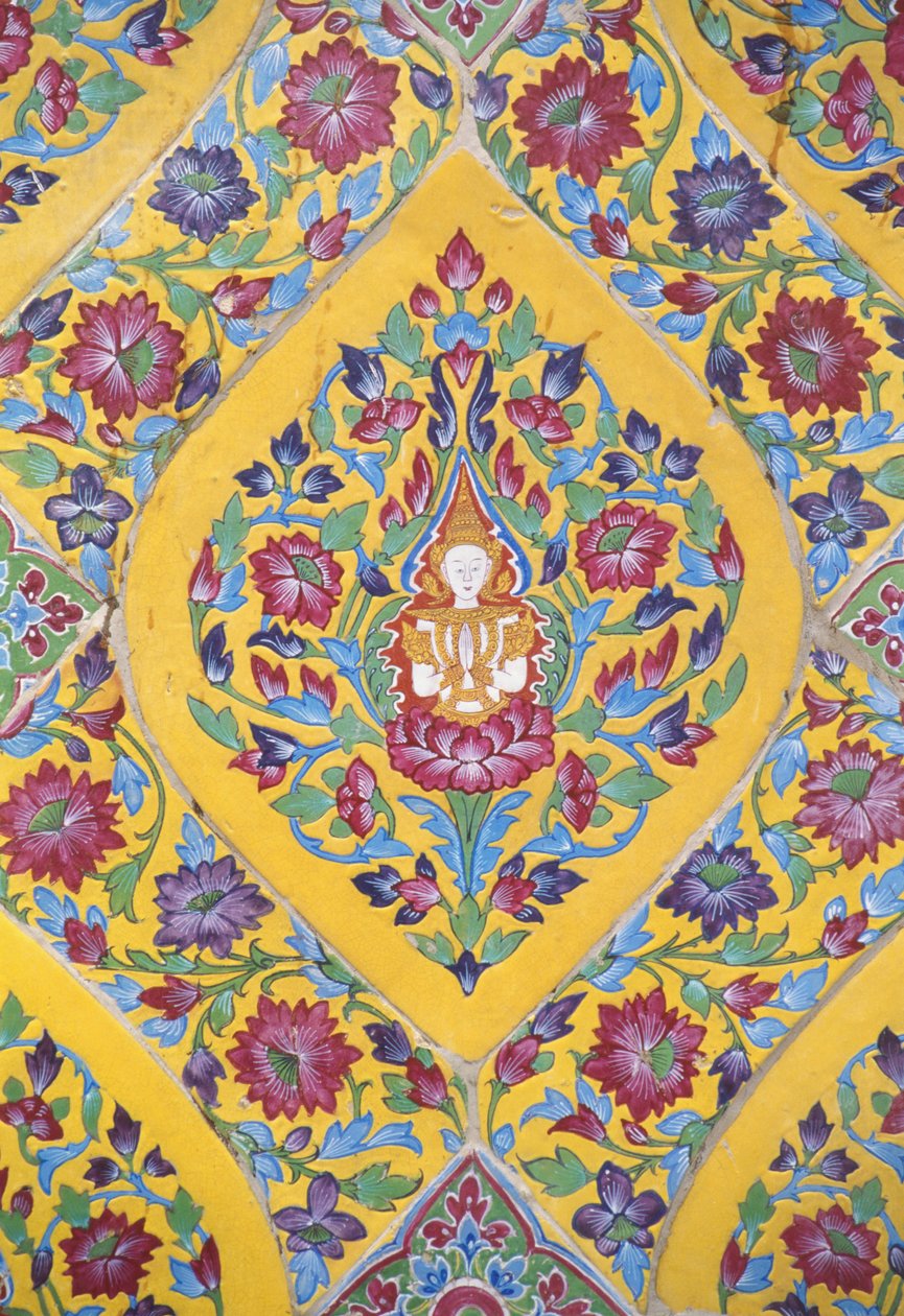 Thajsko, Wat Rachabophit, buddhistický chrám, barevné detaily dlaždic od Unknown