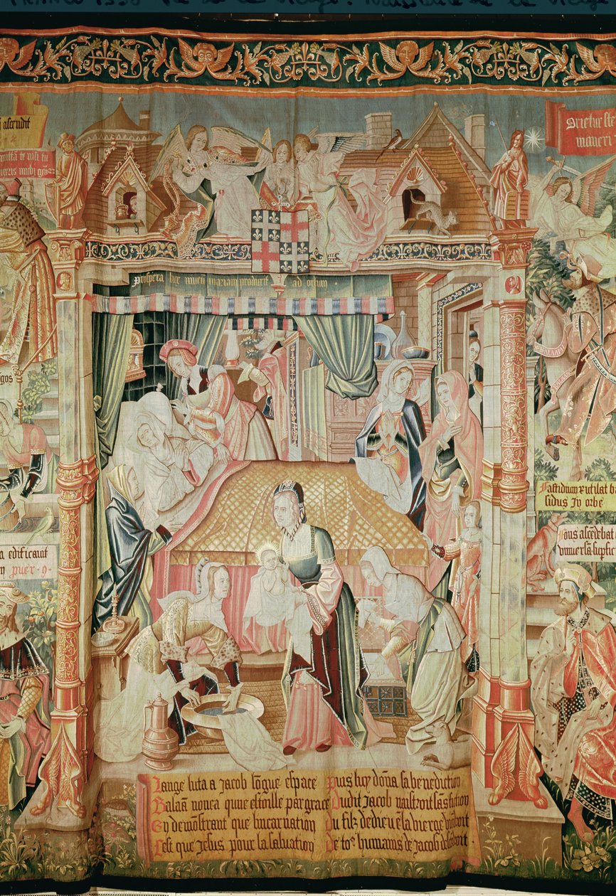 Narození Panny Marie, ze scén ze života Panny Marie, Centrální panel, 1530 (viz také 61162-3 & 61165) od Unknown