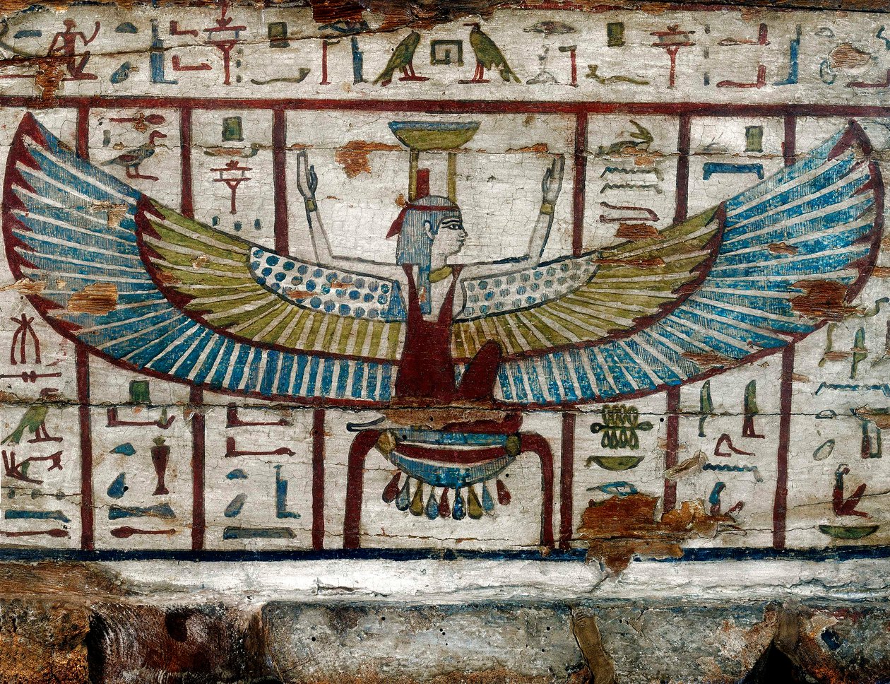 Bohyně Iside, detail sarkofágu Pa-di-Khonsu, občanská egyptská sbírka, hrad Sforzesco od Unknown