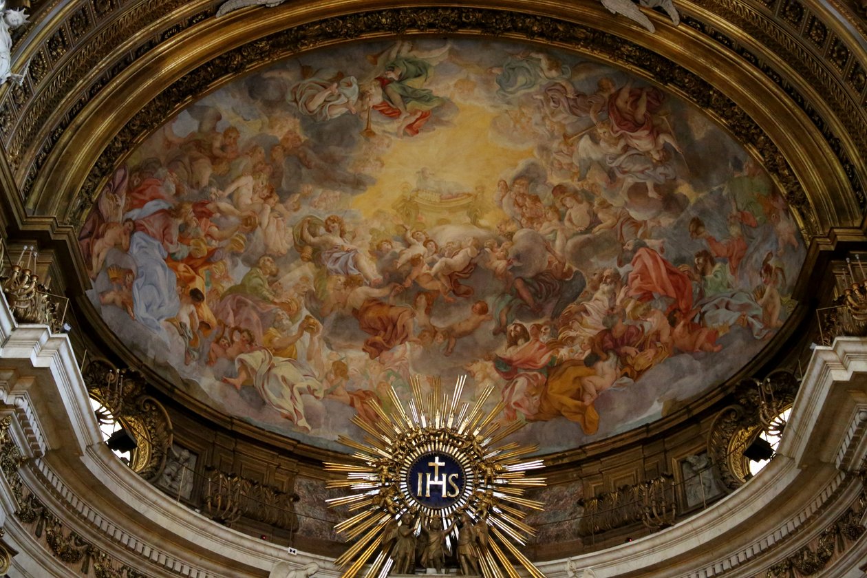 Pohled na apsidu, maloval Giacomo Barozzi da Vignola, 16. století, Chiesa del Gesu, Řím od Unknown