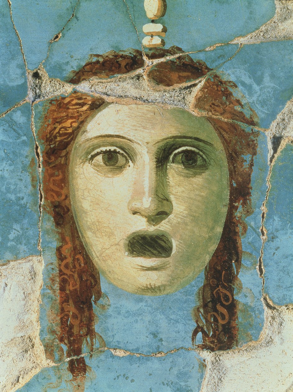 Nástěnná malba ženské hlavy, Pompeje, 1. století našeho letopočtu od Unknown