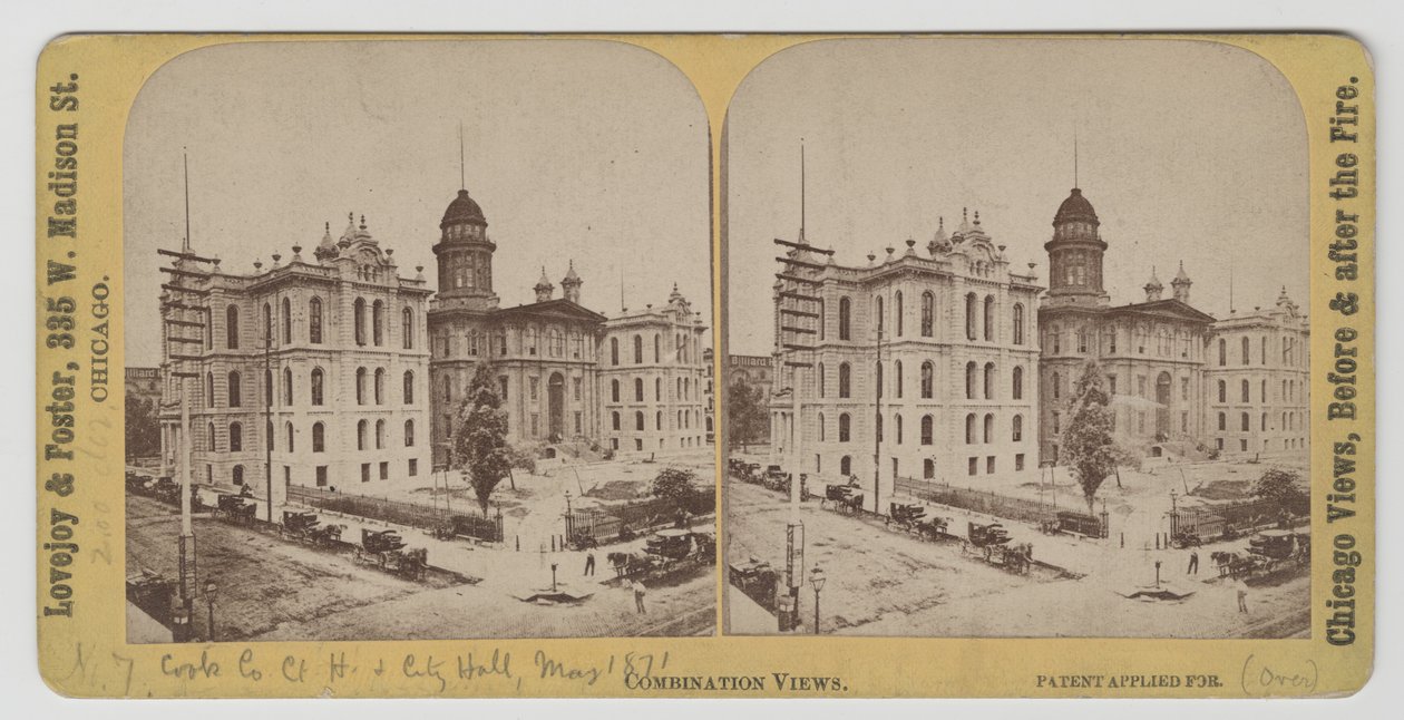 Cook County Court House a radnice před požárem v Chicagu v roce 1871 od American Photographer