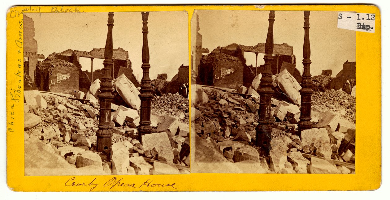 Ruiny Crosby Opera House po velkém požáru v Chicagu, 1871 od American Photographer