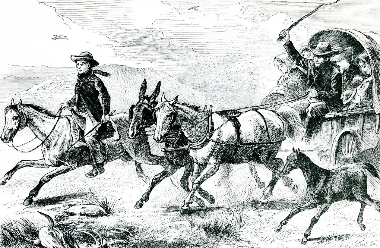 Mormonská rodina jde na konferenci, kolem roku 1875 od American School