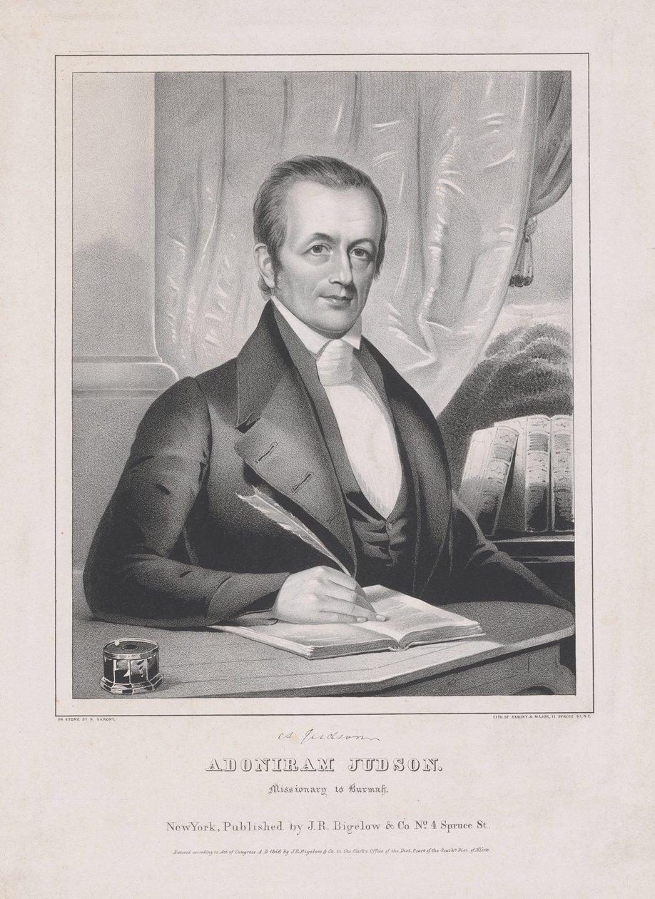 Adoniram Judson (1788 - 1850), misionář do Barmy, hospoda. 1846 od American School