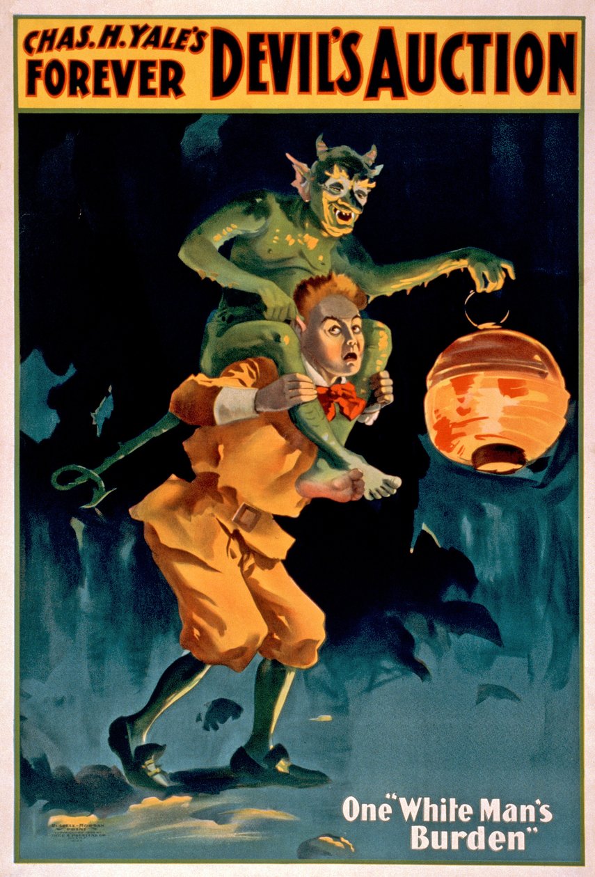 Reklama na Charles Yales Devils Auction, pub. 1899 od American School