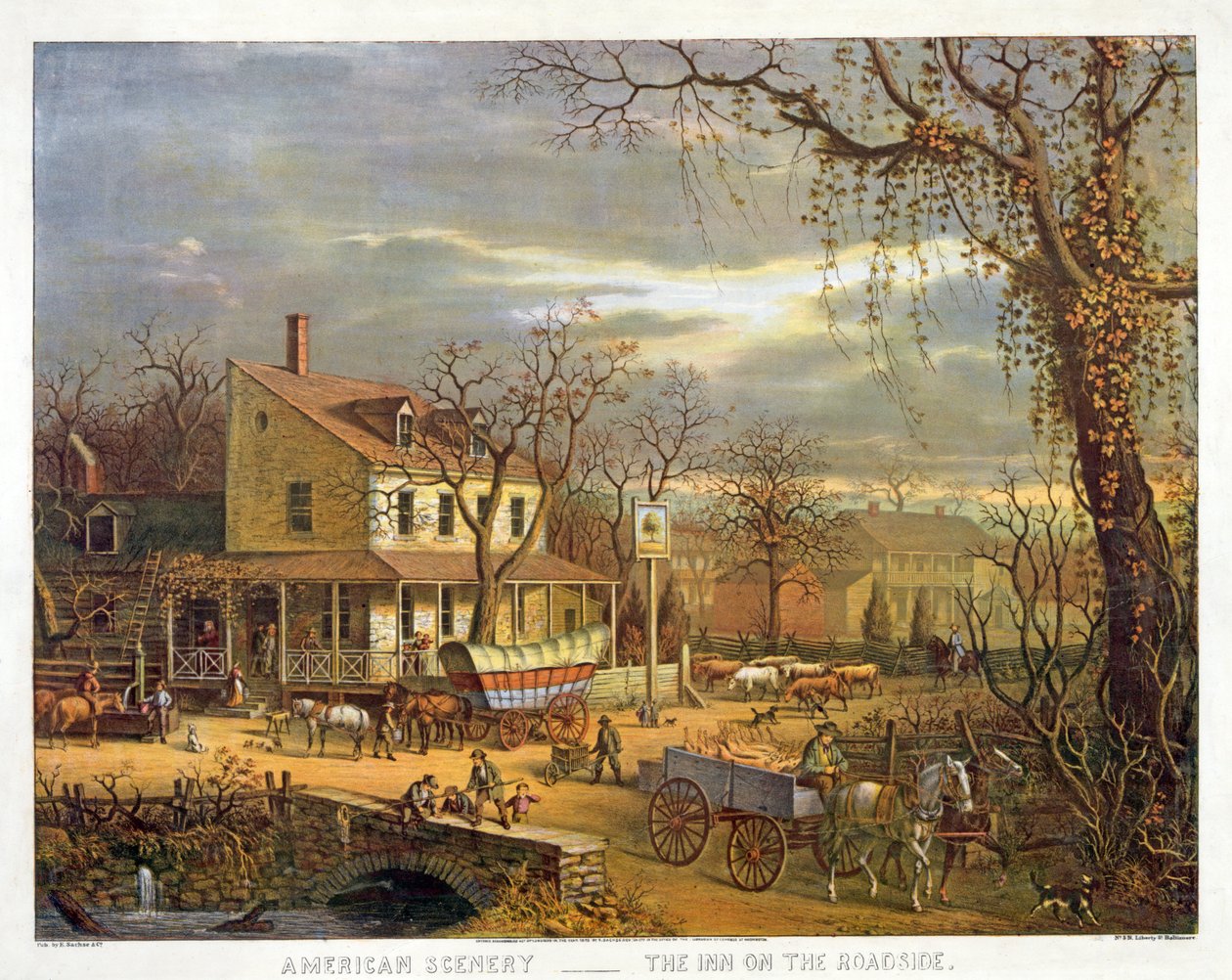 American Scenery - The Inn on the Roadside, pub. 1872 od American School