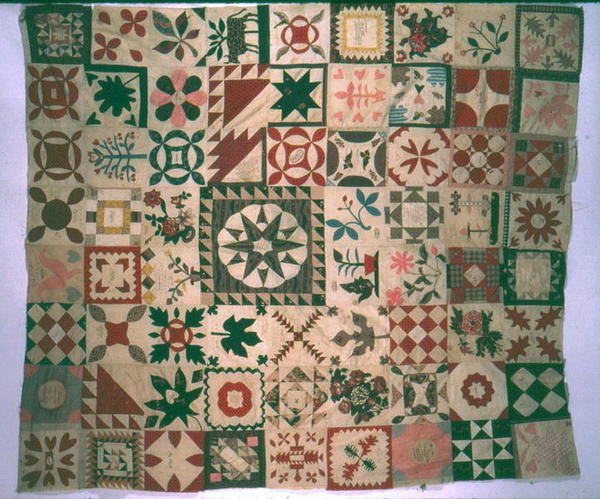 Autografní album quilt piece work, New Jersey, 1844 (bavlna) od American School