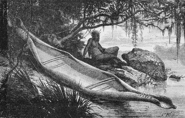 Bark kánoe divokých indiánů, z řek Amazonky a Madeiry, Franz Keller, 1874 od American School