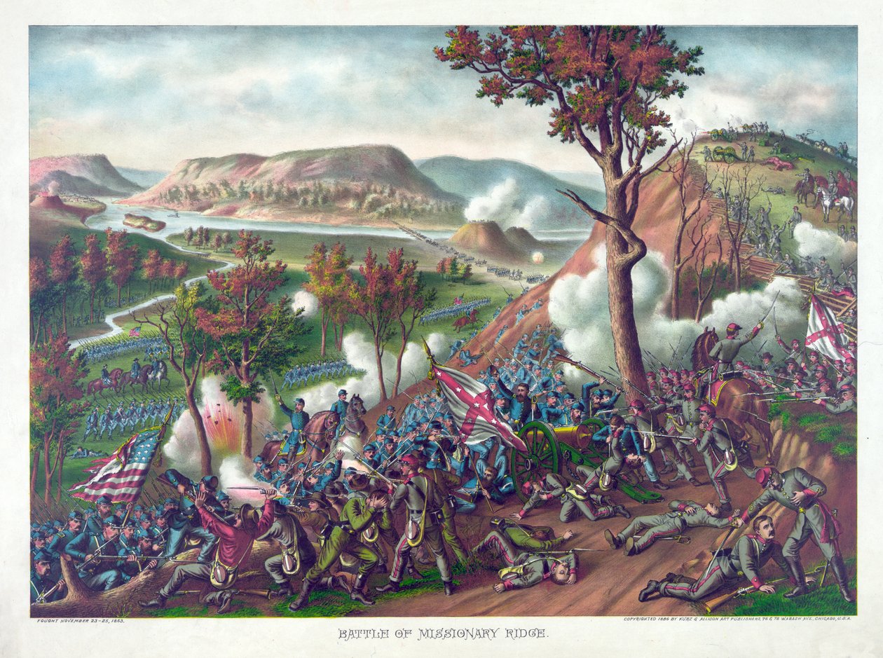 Battle of Missionary Ridge, hospoda. Kurz & Allison, 1886 od American School