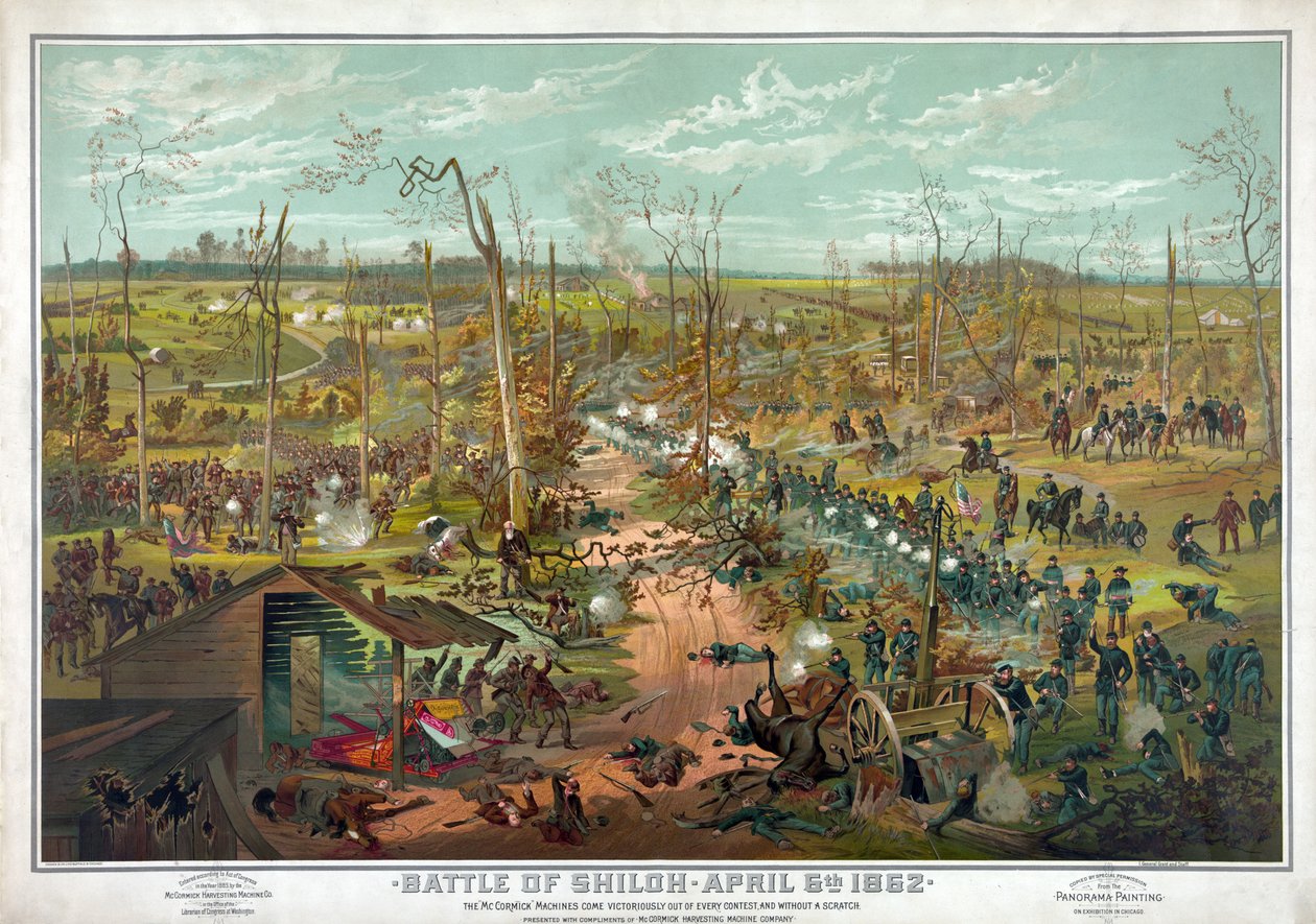 Bitva u Shilohu - 6. dubna 1862, pub. 1865 od American School