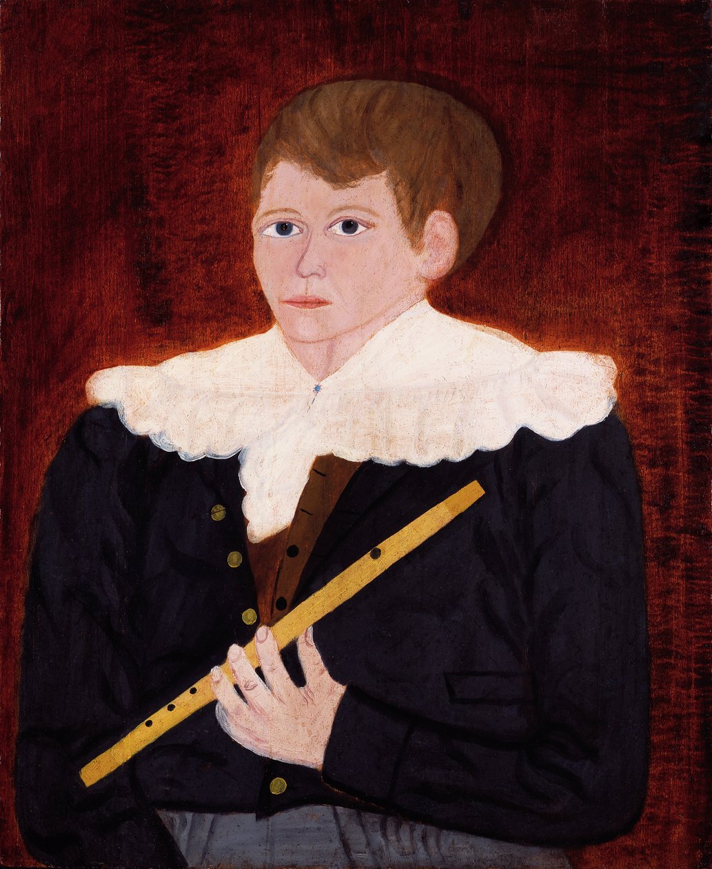 Chlapec s flétnou, cca 1820 (olej na dřevěné desce) od American School