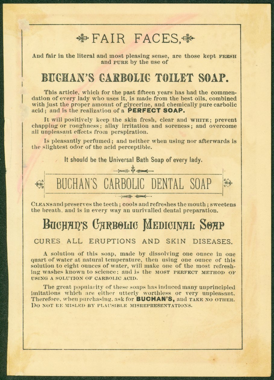 Buchans Carbolic toaletní mýdlo [vizitka verso] od American School