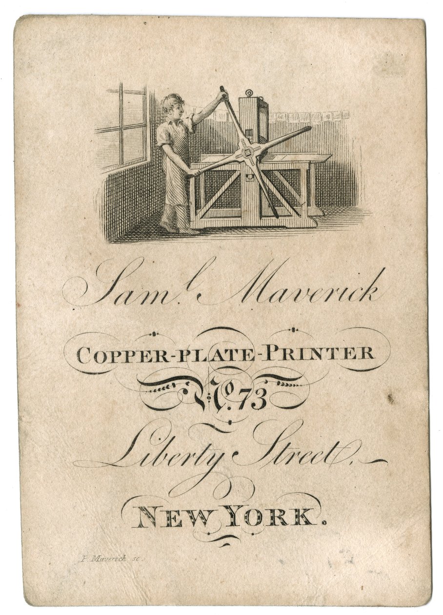 Vizitka pro Samuela Mavericka, c.1812-45 od American School