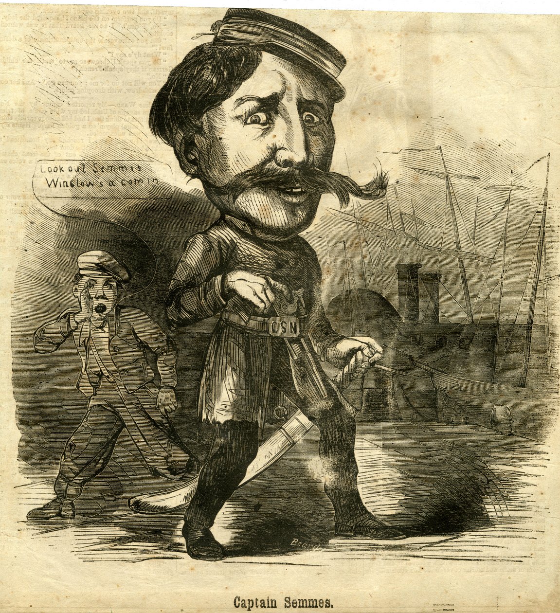 Kapitán Semmes, 1864 (dřevoryt) od American School