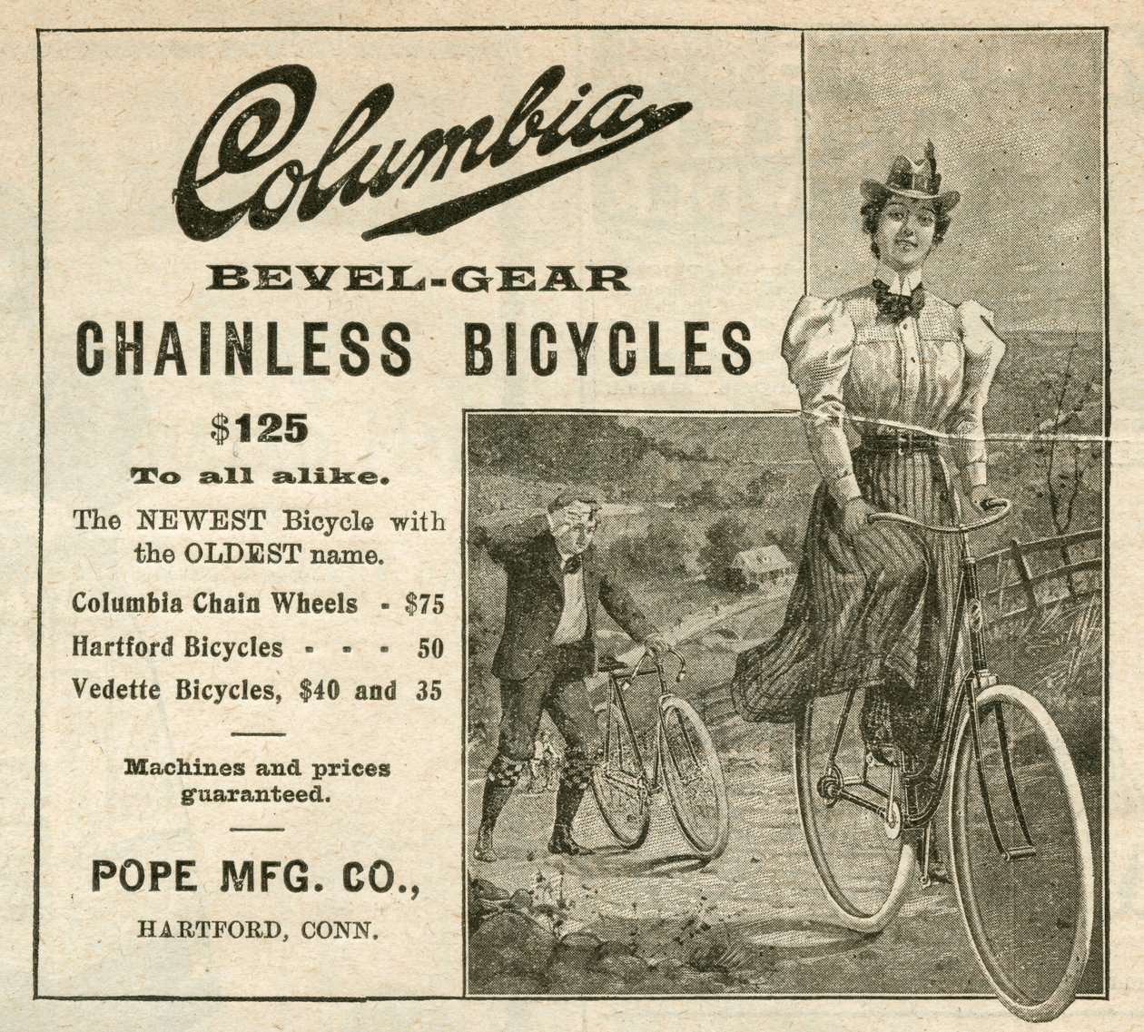 Columbia Bevel-Gear Chainless Bicycles, 1898 (rytina [rytina časopisu]) od American School