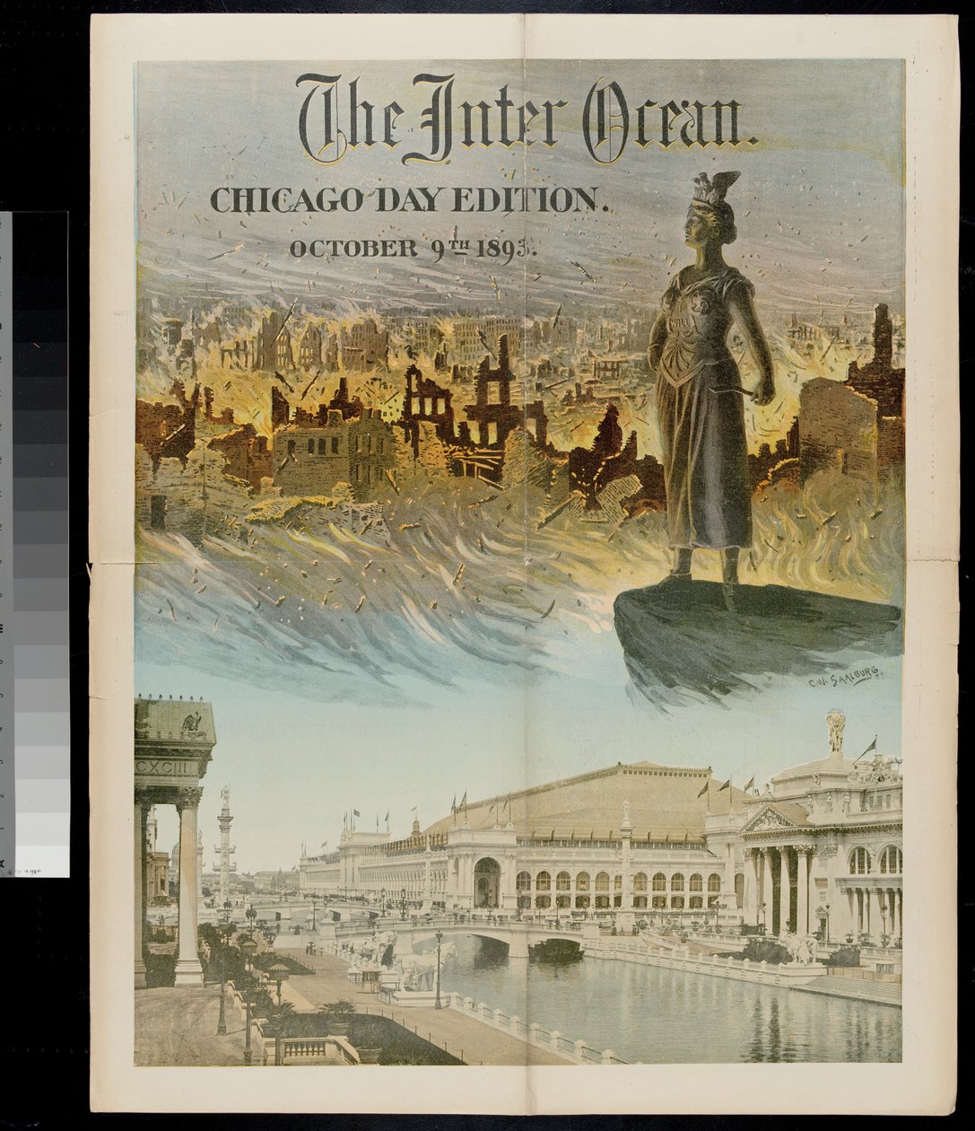 Obálka Inter Ocean: Vydání ke dni Chicaga pro světovou kolumbijskou výstavu, 9. října 1893 od American School