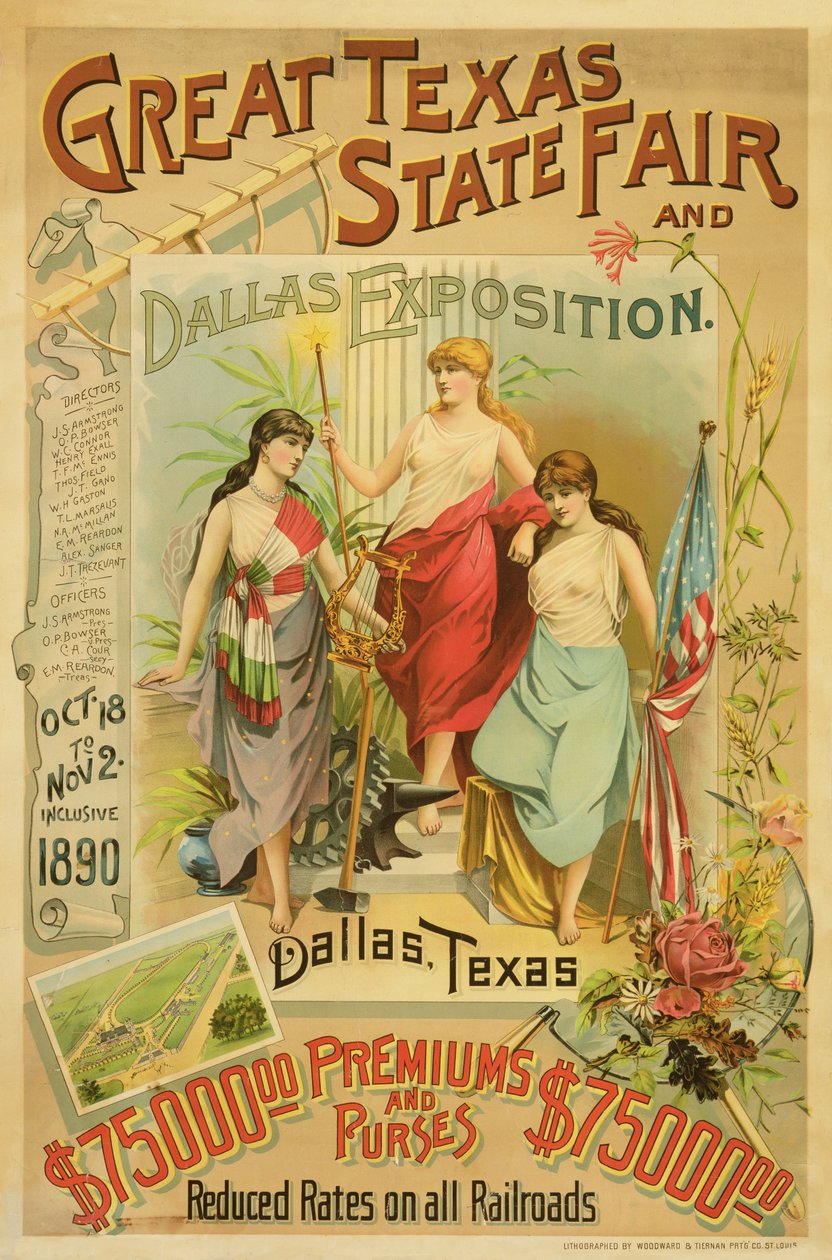 Velký plakát státního veletrhu v Texasu, 1890 od American School