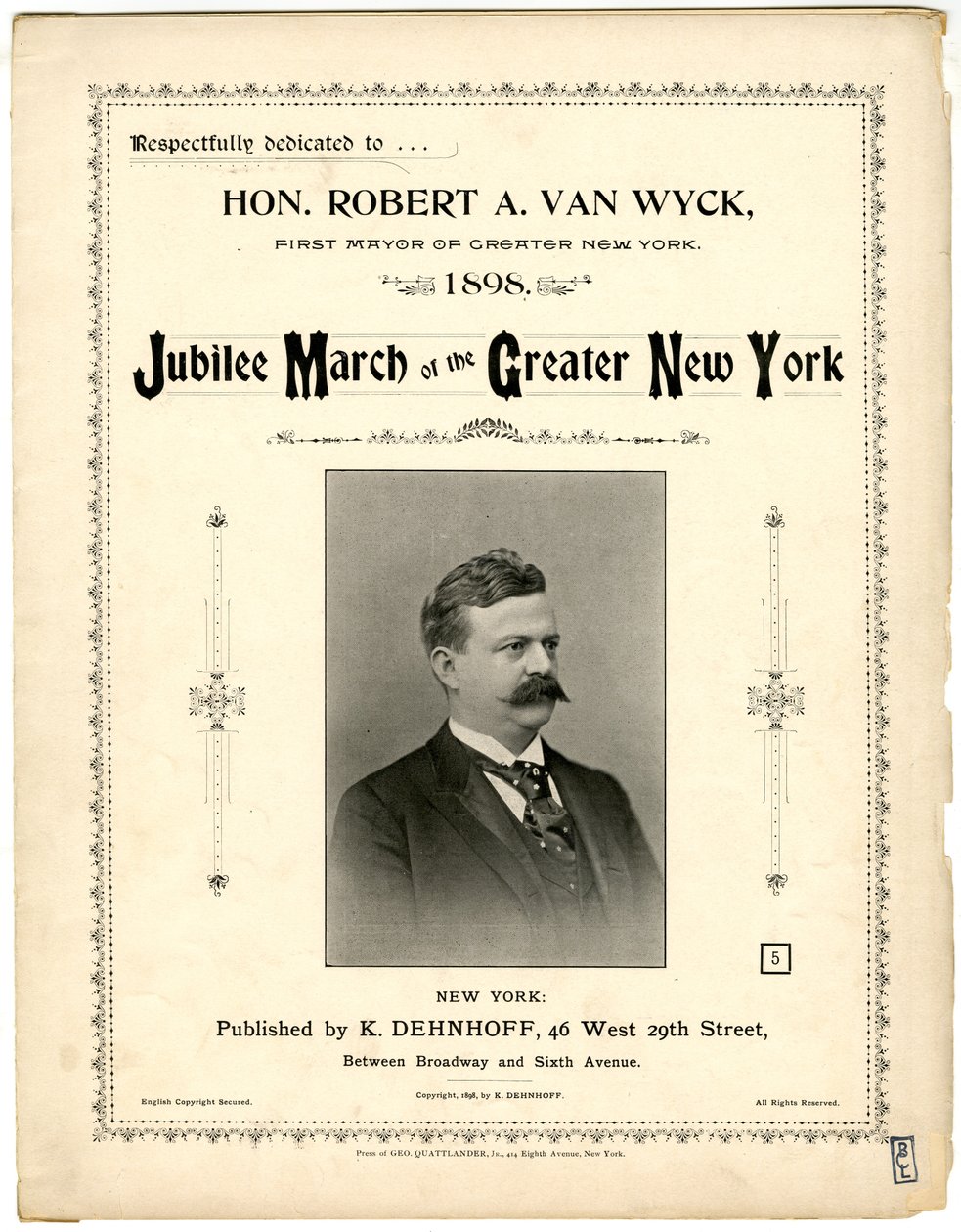 Jubilejní pochod Velkého New Yorku [notový obal], 1898 (litografie [notový obal]) od American School