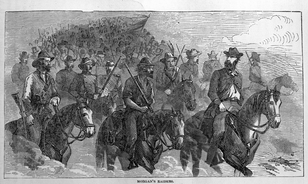 Morgans Raiders, z Harpers Pictorial History of the Civil War, červenec 1863 od American School