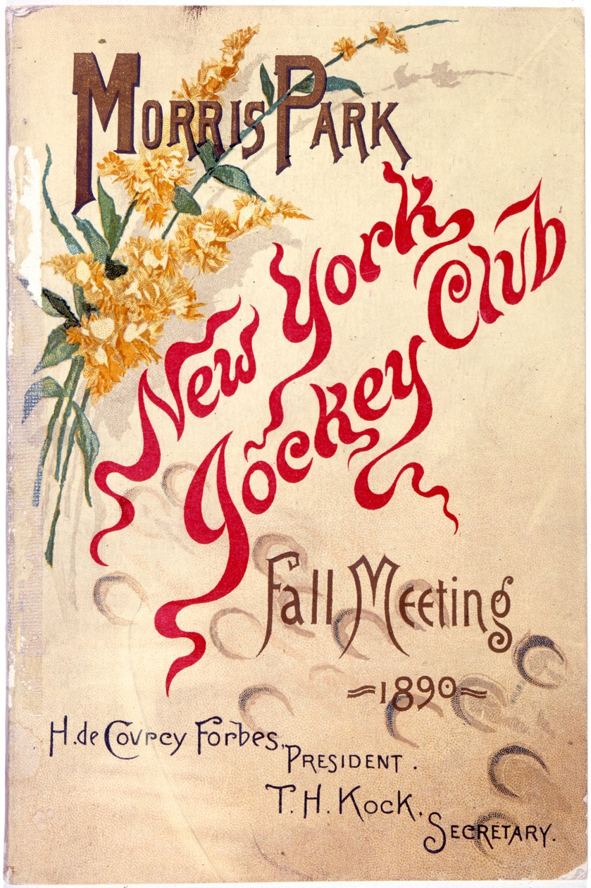 Morris Park, New York Jockey Club, Fall Meeting, 1890, 1890 (obálka litografické brožury) od American School