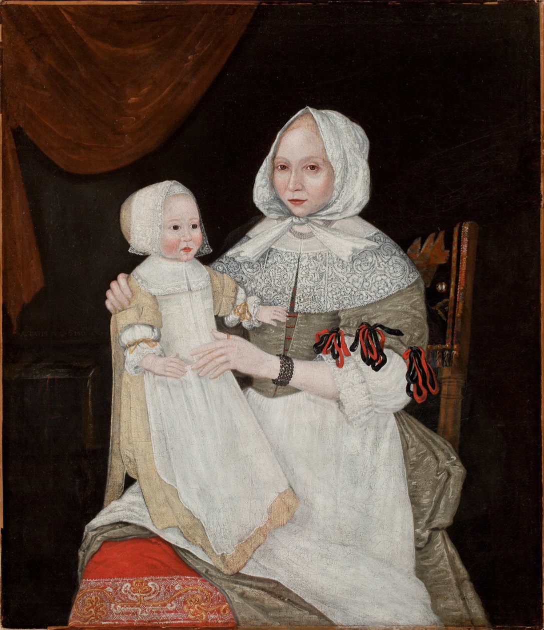 Paní Elizabeth Freake a Baby Mary, kolem 1671-74 (viz 183405 pro pár) od American School