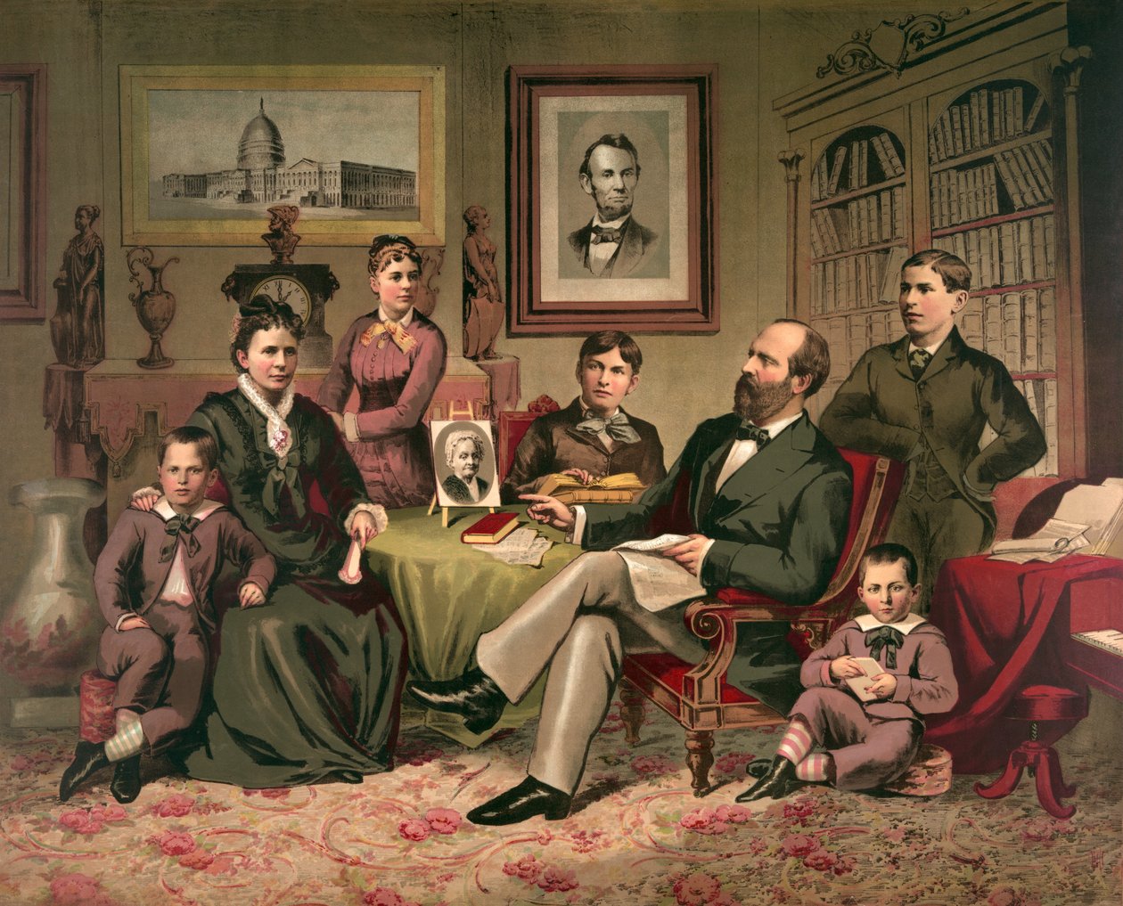 President Garfield a rodina, hospoda. 1882 od American School