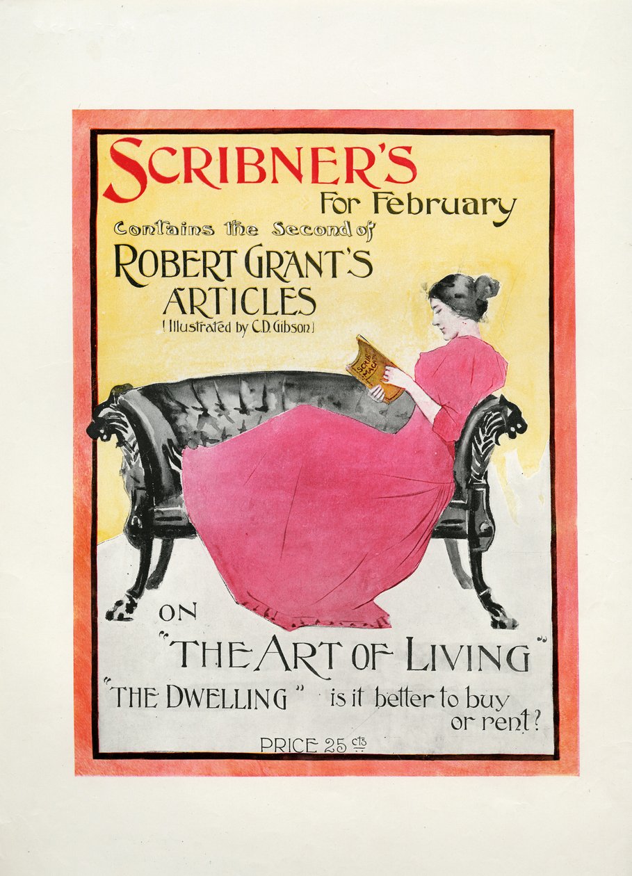 Scribners za únor 1895, obsahuje druhý z článků Roberta Grantsa ilustrovaný C.D. Gibson o The Art of Living, The Dwelling: je lepší koupit nebo pronajmout?, 1895 (tisk) od American School