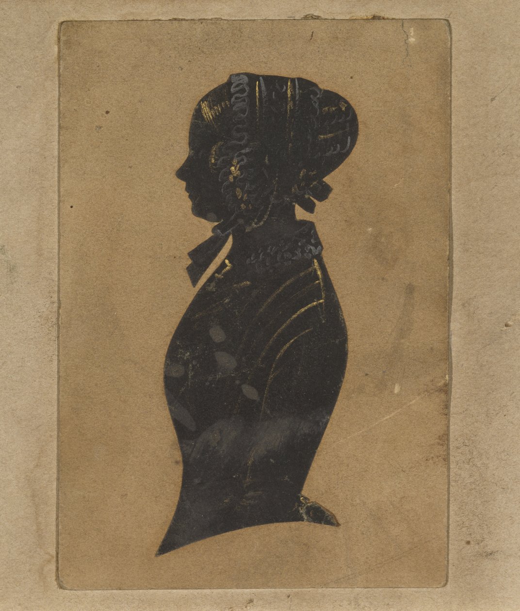 Silueta dámy, c. 1800-1850 (černý papír se zlacenými odlesky) od American School