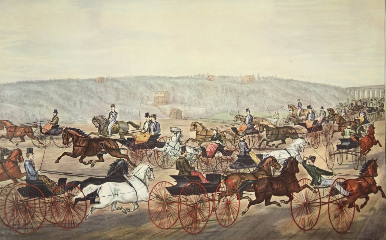 Překročení rychlosti na Avenue, hospoda. 1870, Currier & Ives od American School