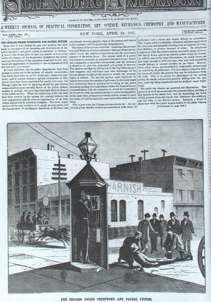 Chicagský policejní telefonní a hlídkový systém, od Scientific American 23. dubna 1881 od American School