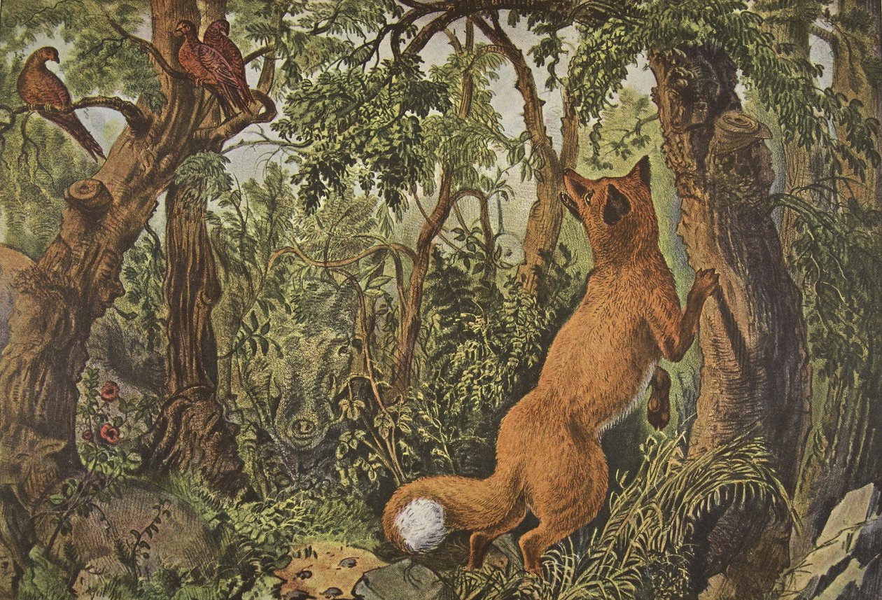 The Puzzled Fox, hospoda. 1872, Currier & Ives od American School