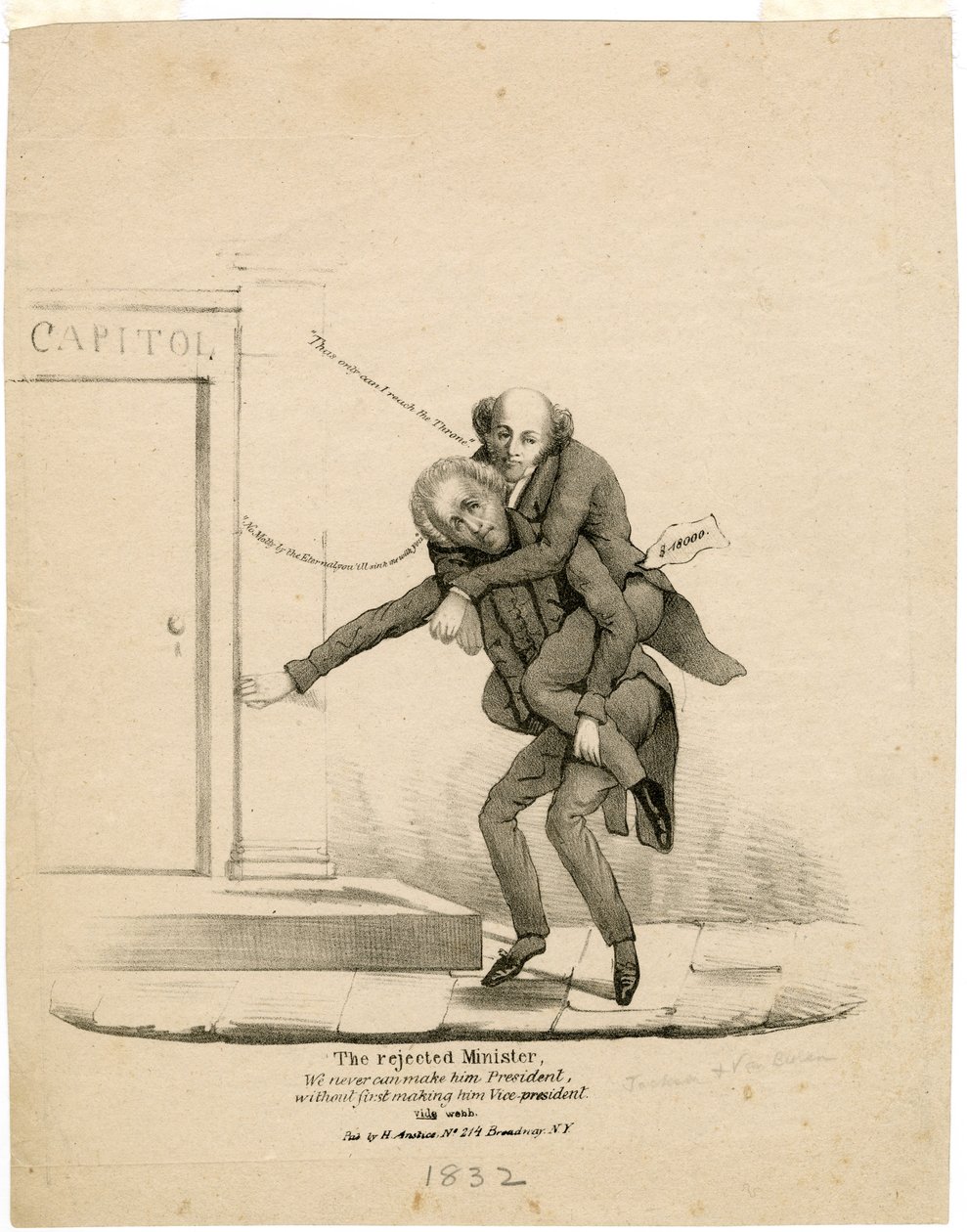 Odmítnutý ministr, Nikdy ho nemůžeme udělat prezidentem, aniž bychom ho předtím neudělali viceprezidentem [Jackson a Van Buren], 1832 od American School