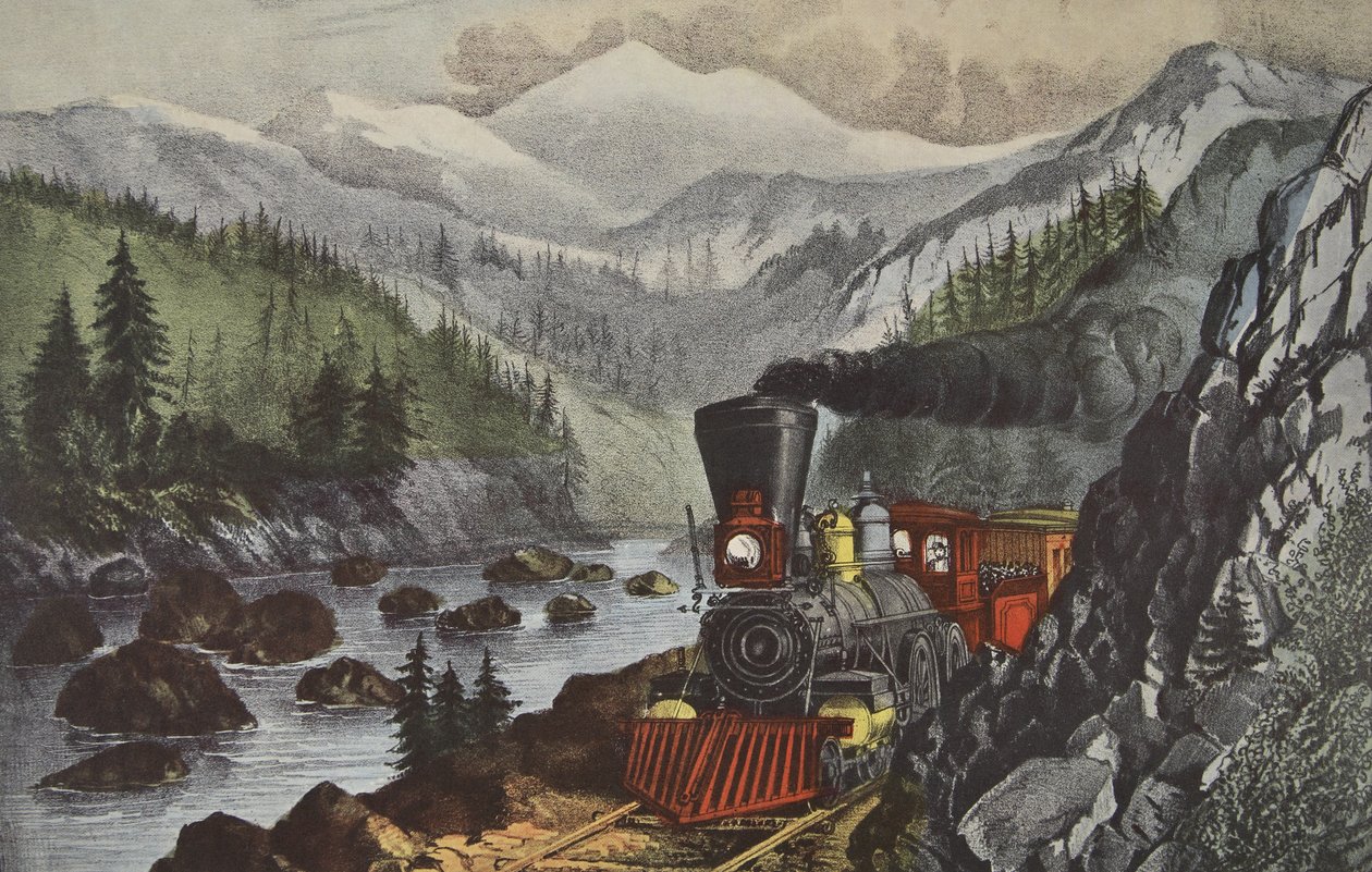 The Route To California, Truckee River, Sierra-Nevada, pub. 1871, Currier & Ives od American School