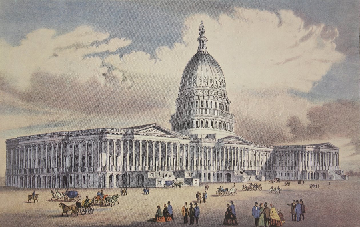 Kapitol Spojených států - Washington, D.C., hospoda. 1865, Currier & Ives od American School