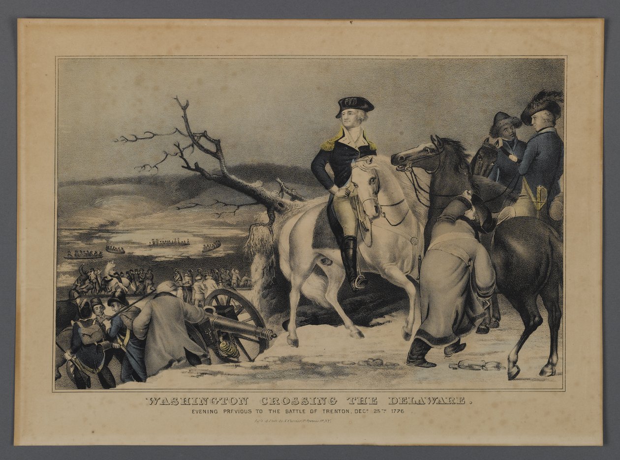 Washington Crossing the Delaware, vydal Currier & Ives, New York, 1876 (ručně kolorované litho) od American School