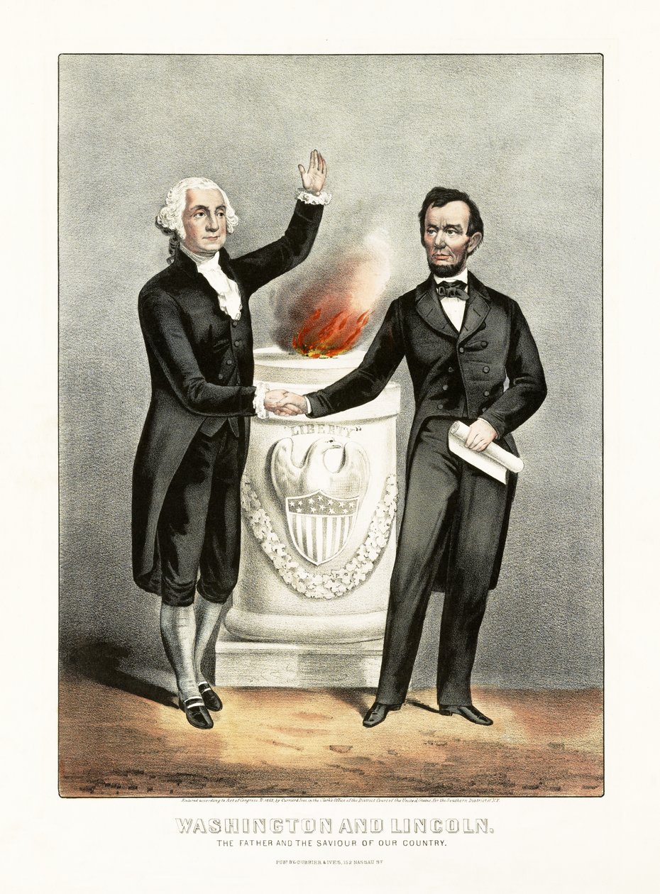 Washington a Lincoln Otec a Spasitel naší země, hospoda. 1865 od American School