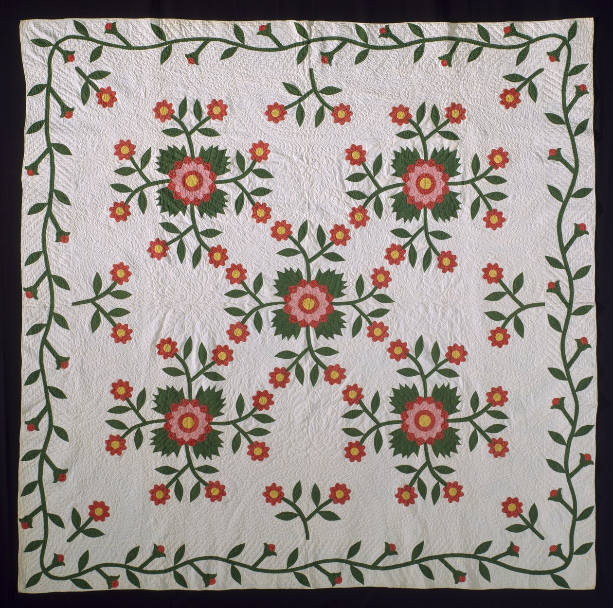 Přikrývka s povrchovou aplikací Whig Rose, cca 1850-75 (bavlna) od American School