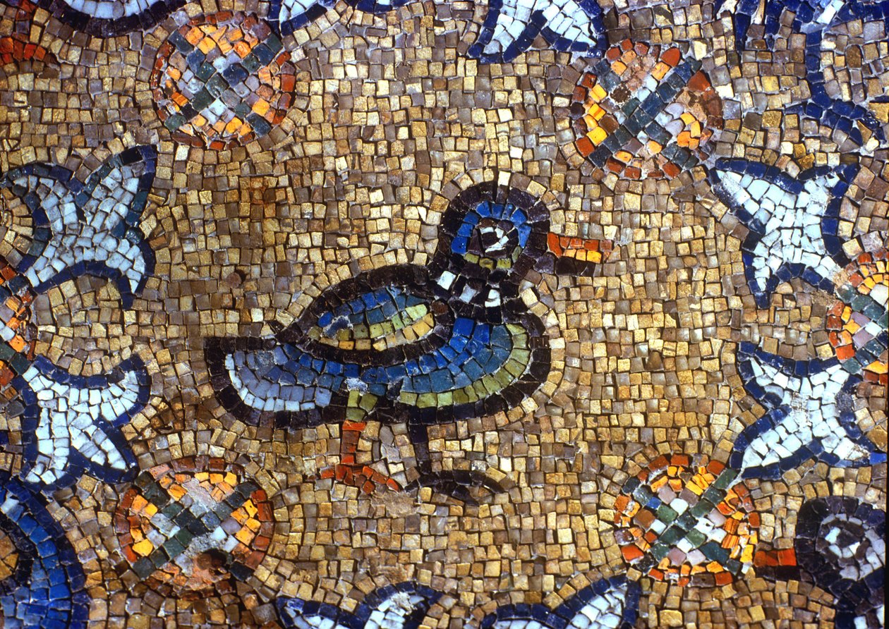 Detail podlahy zobrazující kachnu (mozaika) od Byzantine School