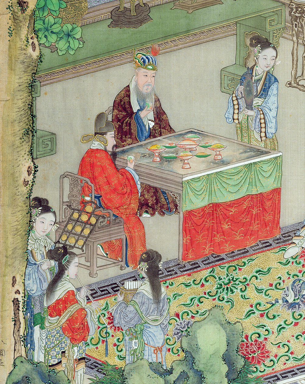 Čínský mandarín se baví (barva na hedvábí) (detail 176863) od Chinese School