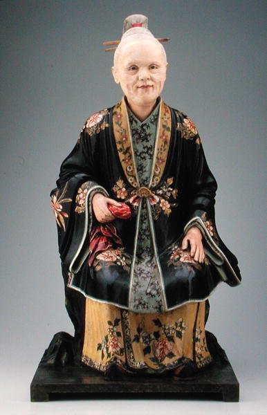 Postava ženy, období Qianlong, cca 1780 (polychromovaná sádra) (viz také 207202, 241400 & 241401) od Chinese School