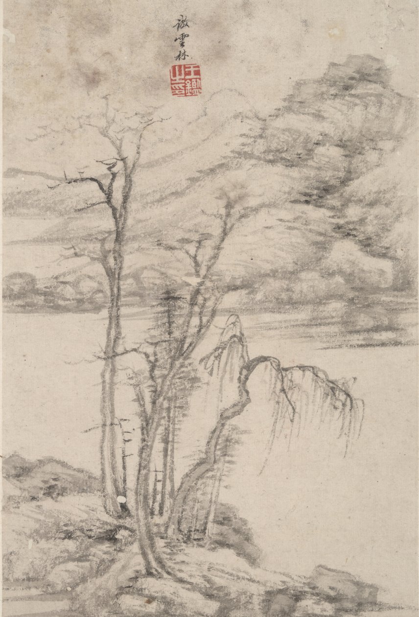 Krajina ve stylu různých starých mistrů: Ve stylu Ni Zan, 1669 (tuš a barva na papíře) od Chinese School
