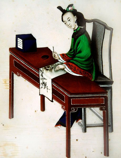 Povolání dámy: dáma maluje na látku (wc na papír) od Chinese School
