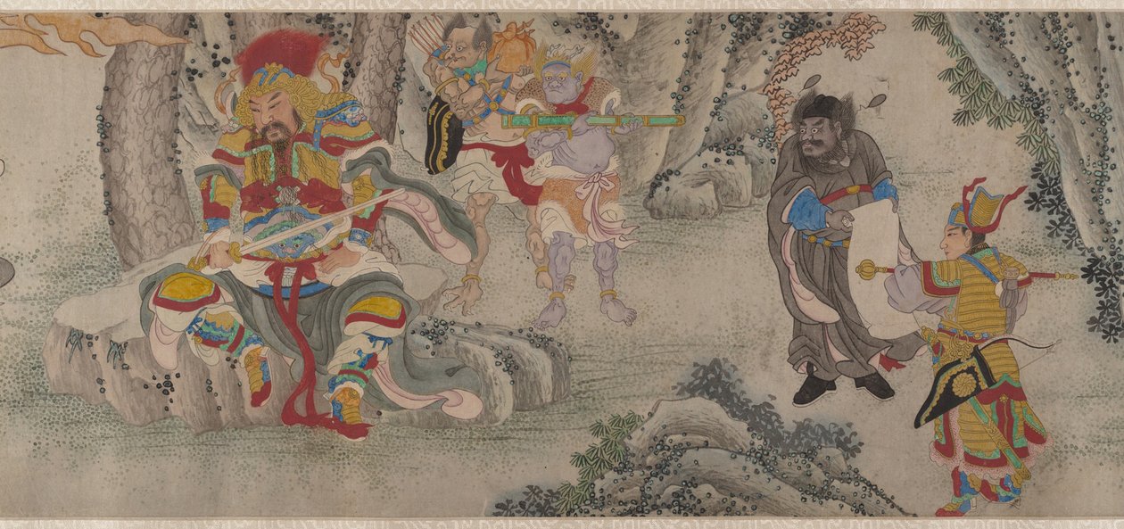 Hledání démonů v horách, handscroll, cca 1630 (inkoust a barva na papíře) od Chinese School